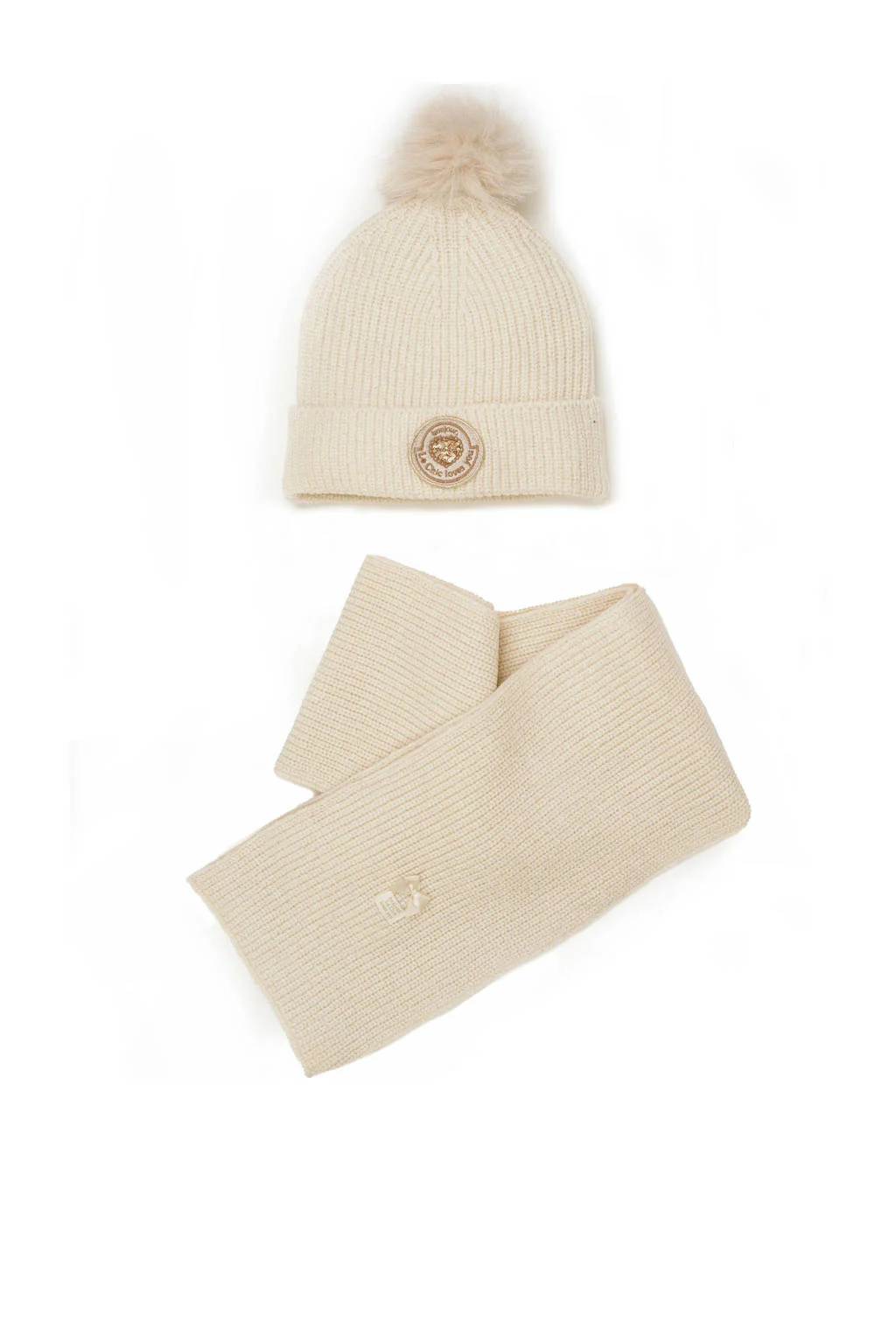 Le Chic muts + sjaal warm offwhite