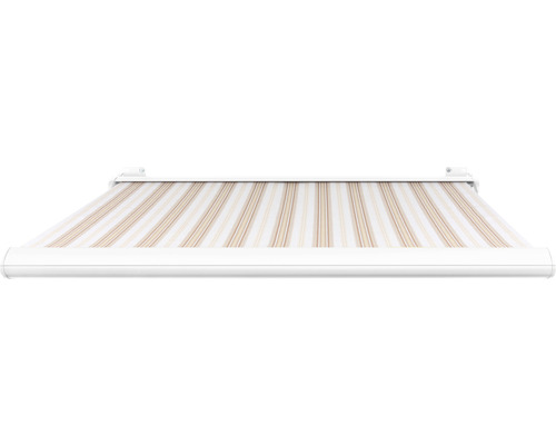 SOLUNA cassettescherm Exclusiv 2x1,5 doekdesign 6171 frame RAL 9010 verkeerswit aandrijving rechts incl. motor en wandschakelaar