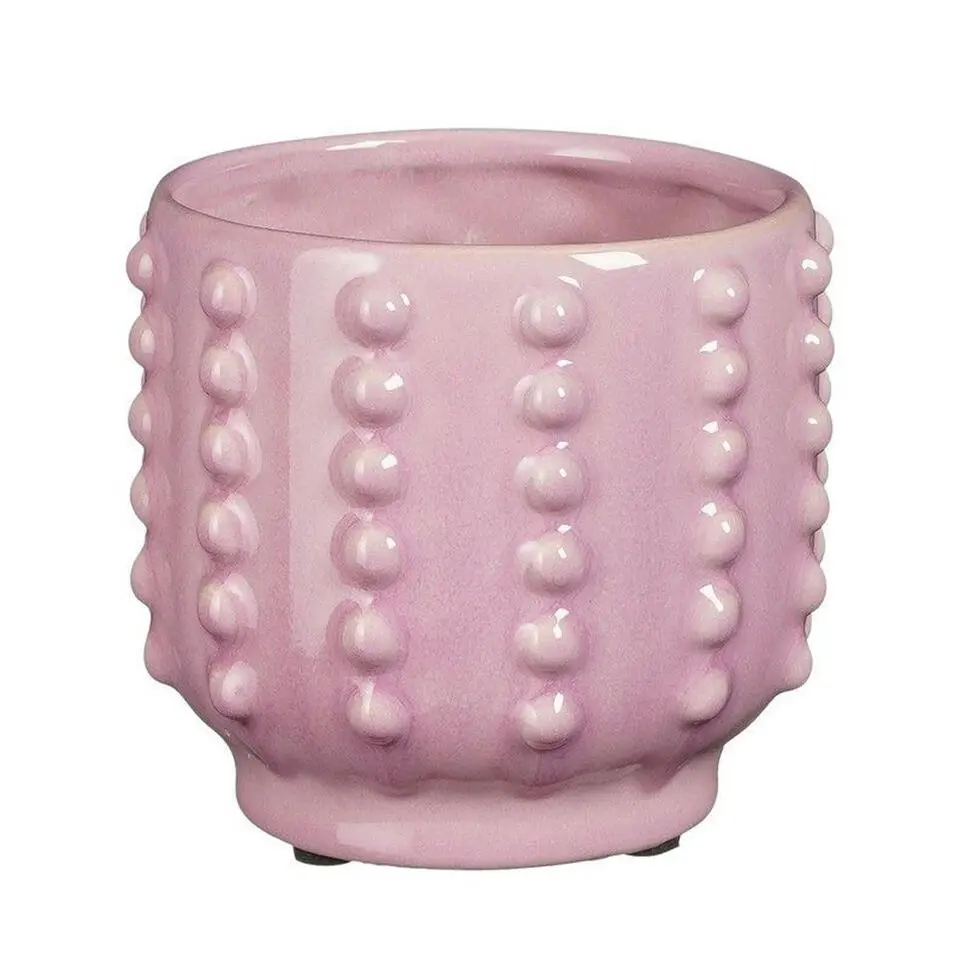 Mica Decorations Bloempot Boaz - gebobbeld - roze - 11 x 13 cm