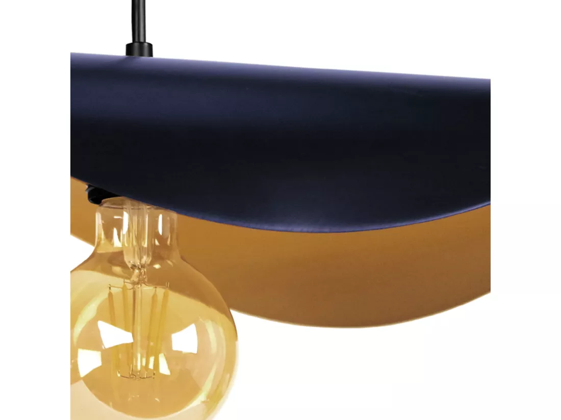 Suspension chapeau de dame métal bleu,or 80 cm.