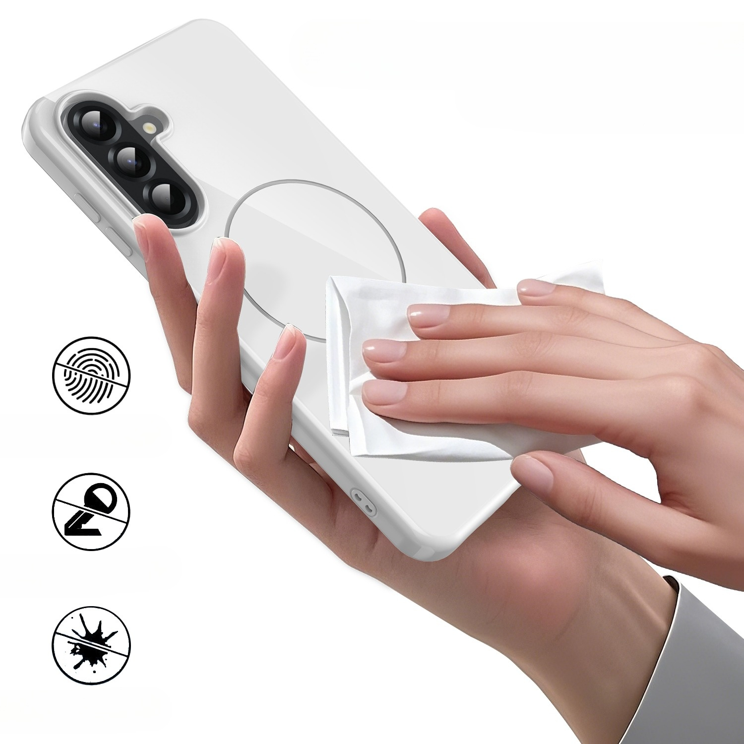 Samsung Galaxy A17 Gummi Case Hülle   Trageschlaufe MagSafe-Modul - Weiss