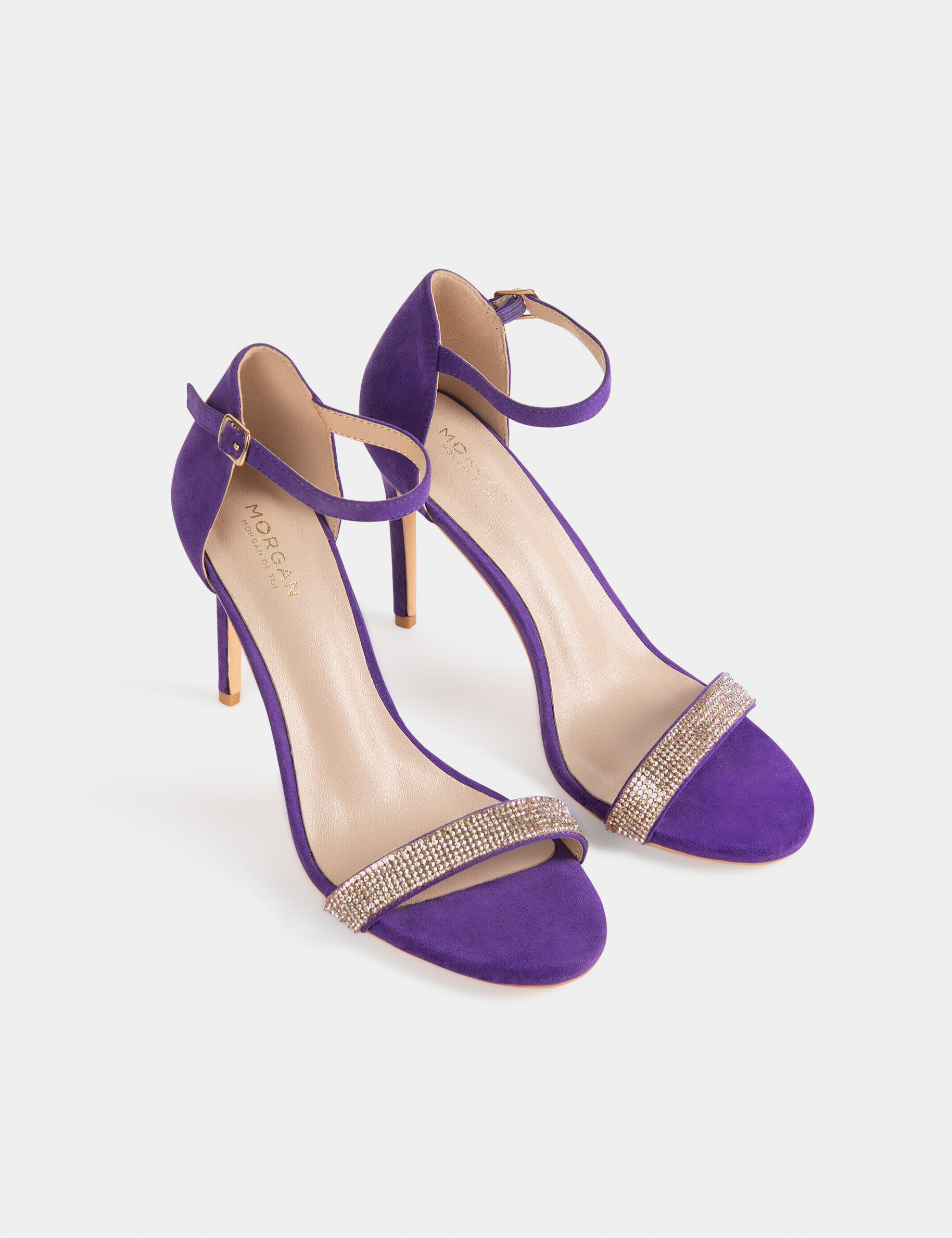 Sandales à talons avec détails bijoux violet fonce femme - violet_fonce
