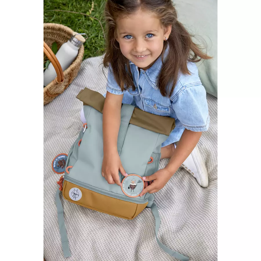 LÄSSIG Mini Rolltop Backpack, Nature light blue