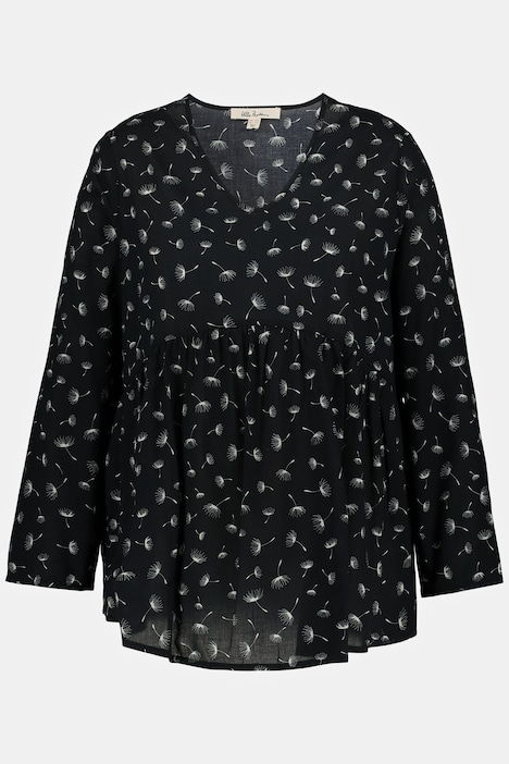 Bellieva-Bluse, A-Linie, V-Ausschnitt, Langarm, GOTS