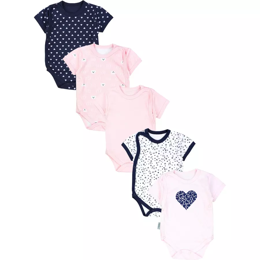 TupTam Baby Mädchen Kurzarm Wickelbody 5er Set rosa Modell 1