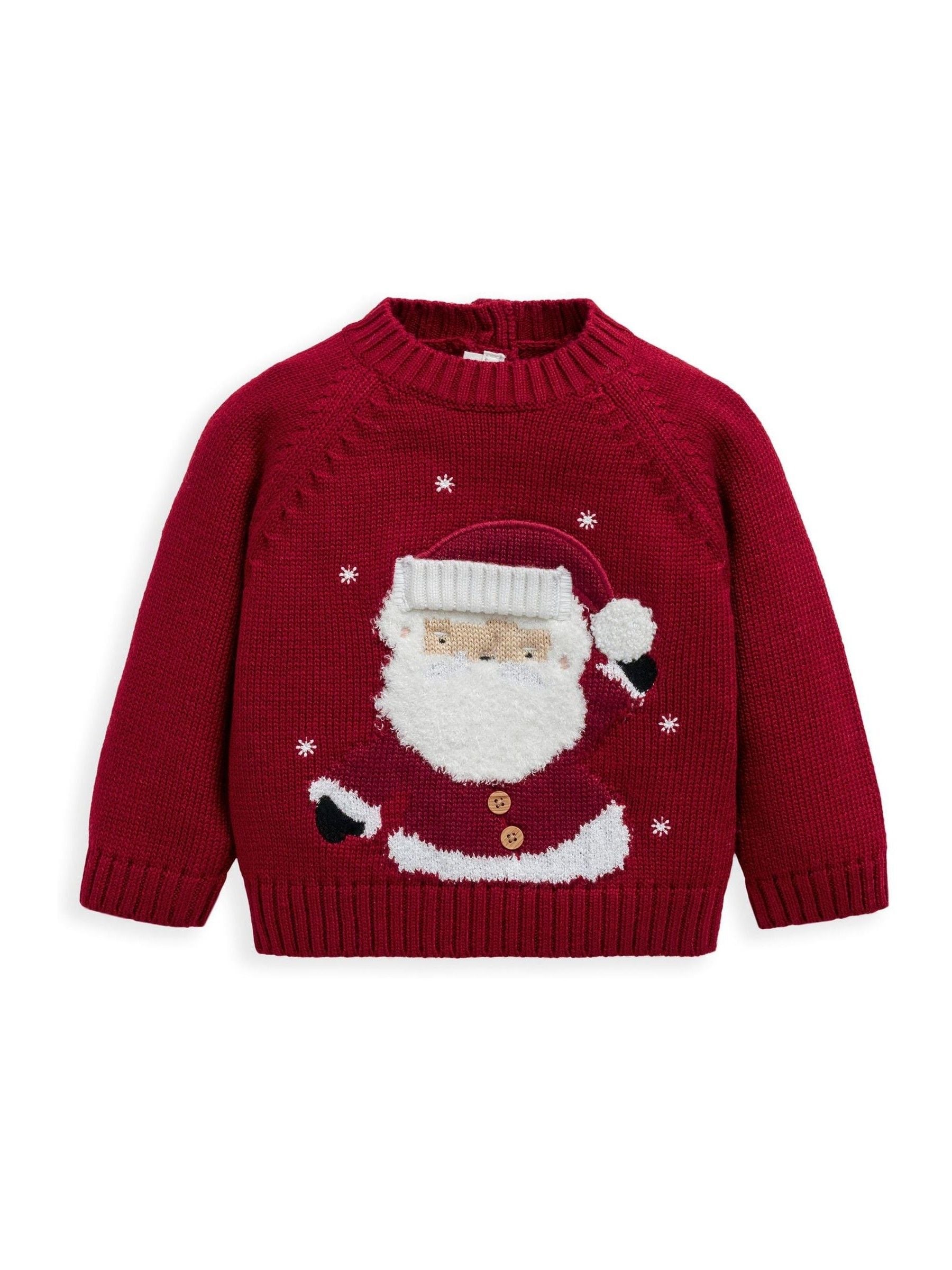Mamas & Papas Santa Christmas Red Jumper