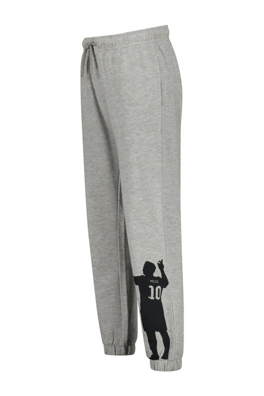 Messi loose fit joggingbroek Silhouette met printopdruk grijs melange