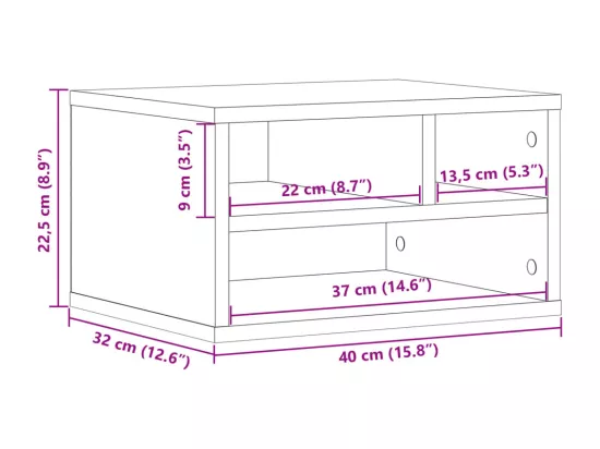Support d'imprimante chêne sonoma 40x32x22,5 cm bois ingénierie