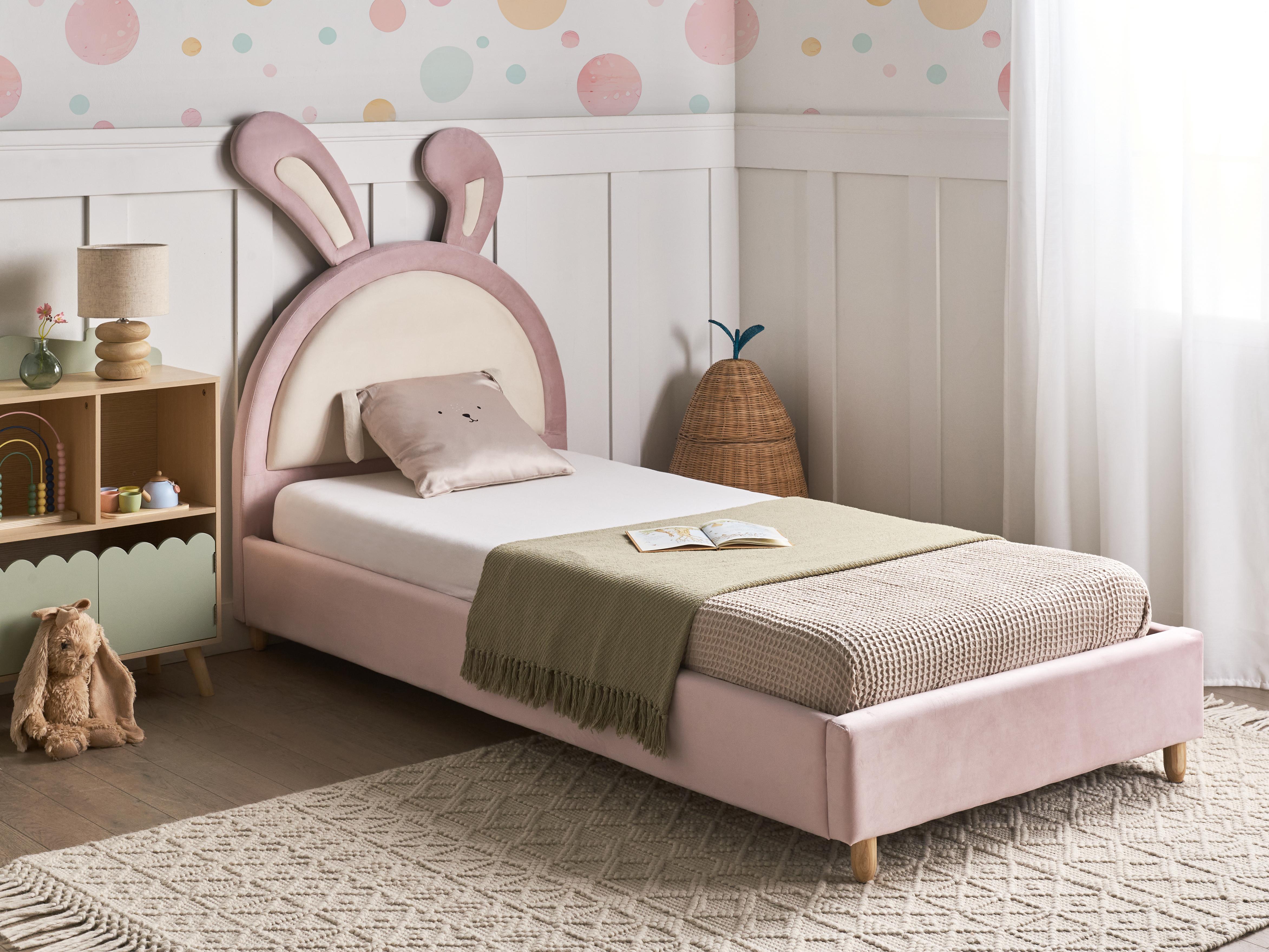 Kinderbed Konijn Fluweel LALLIAS 90 x 200 cm Roze