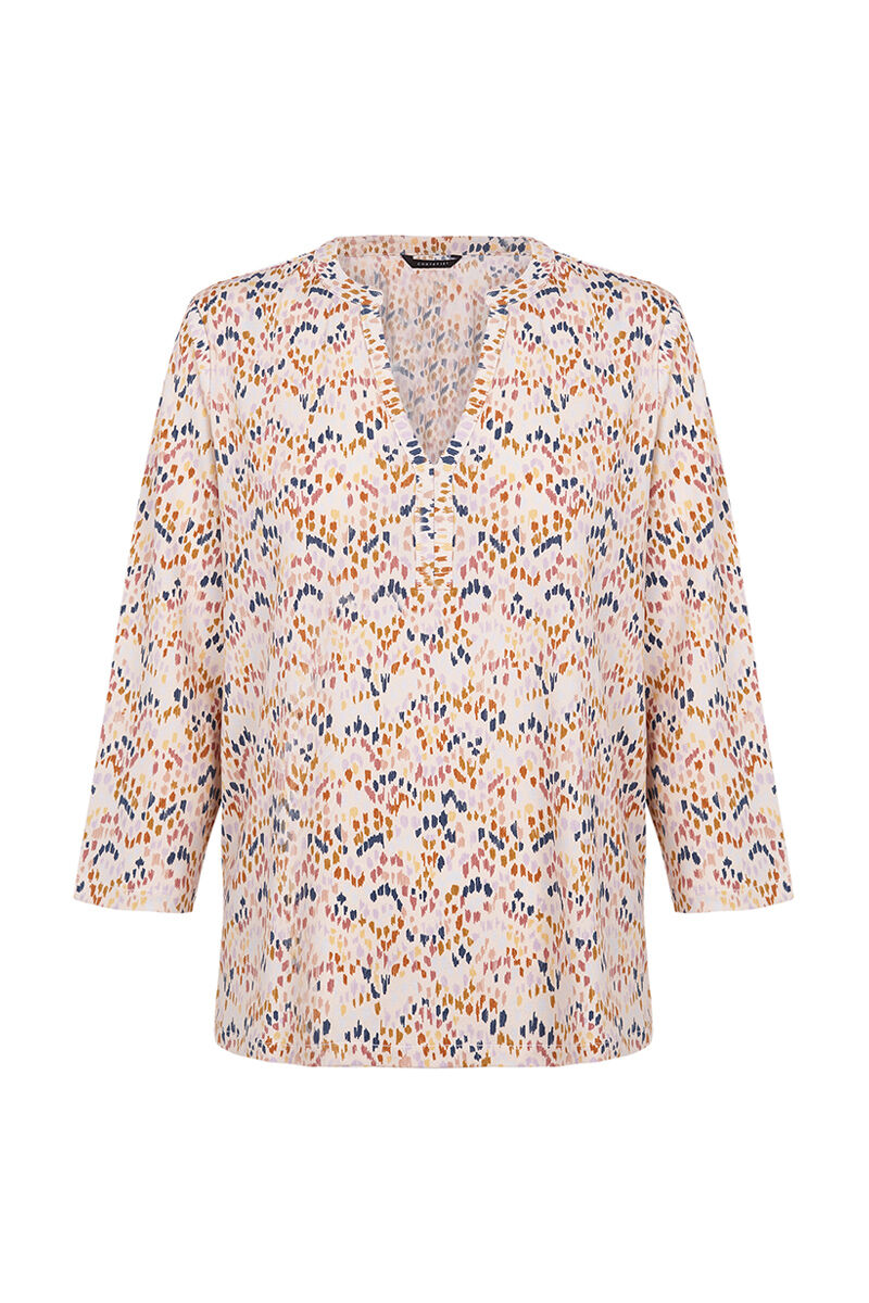 Blusa de malha com gola alta - Estampa branca