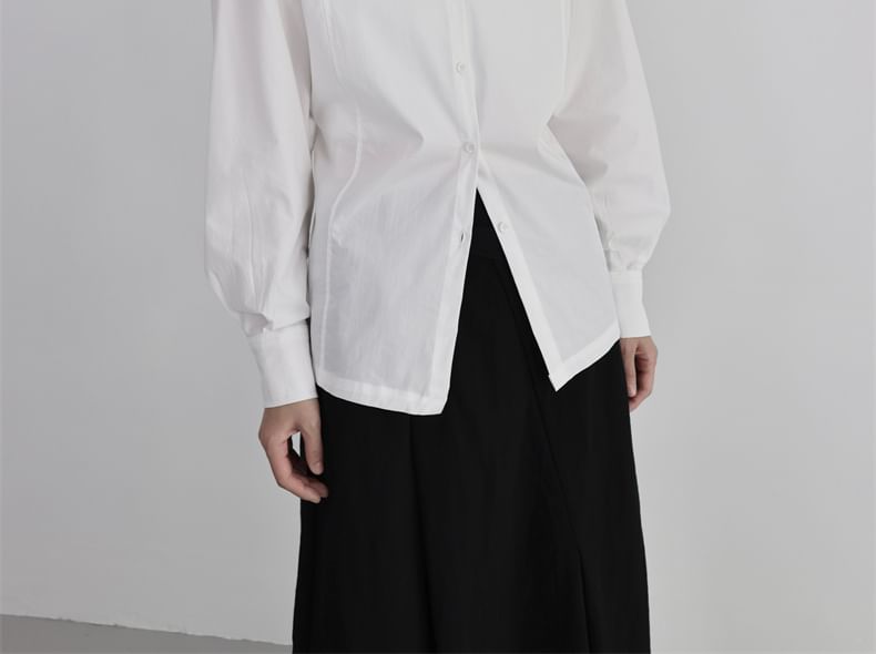 SIMPLE BLACK - Effen overhemd met lange mouwen en kraag