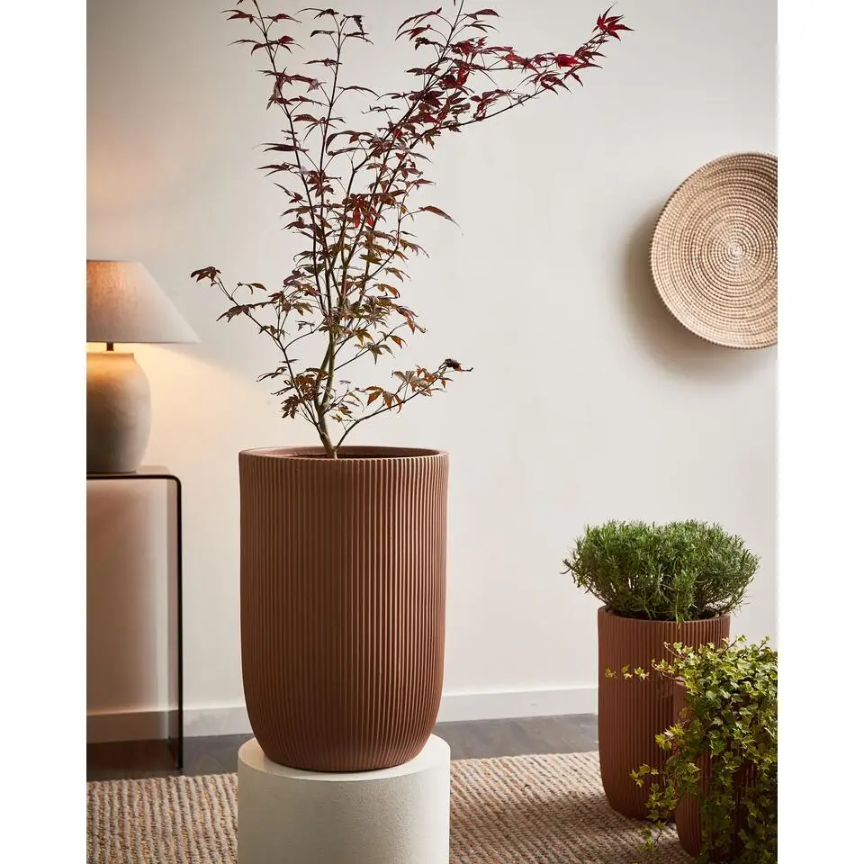 EANTIO - Bloempot - 37 x 37 x 56 cm - Bruin - Kleivezels