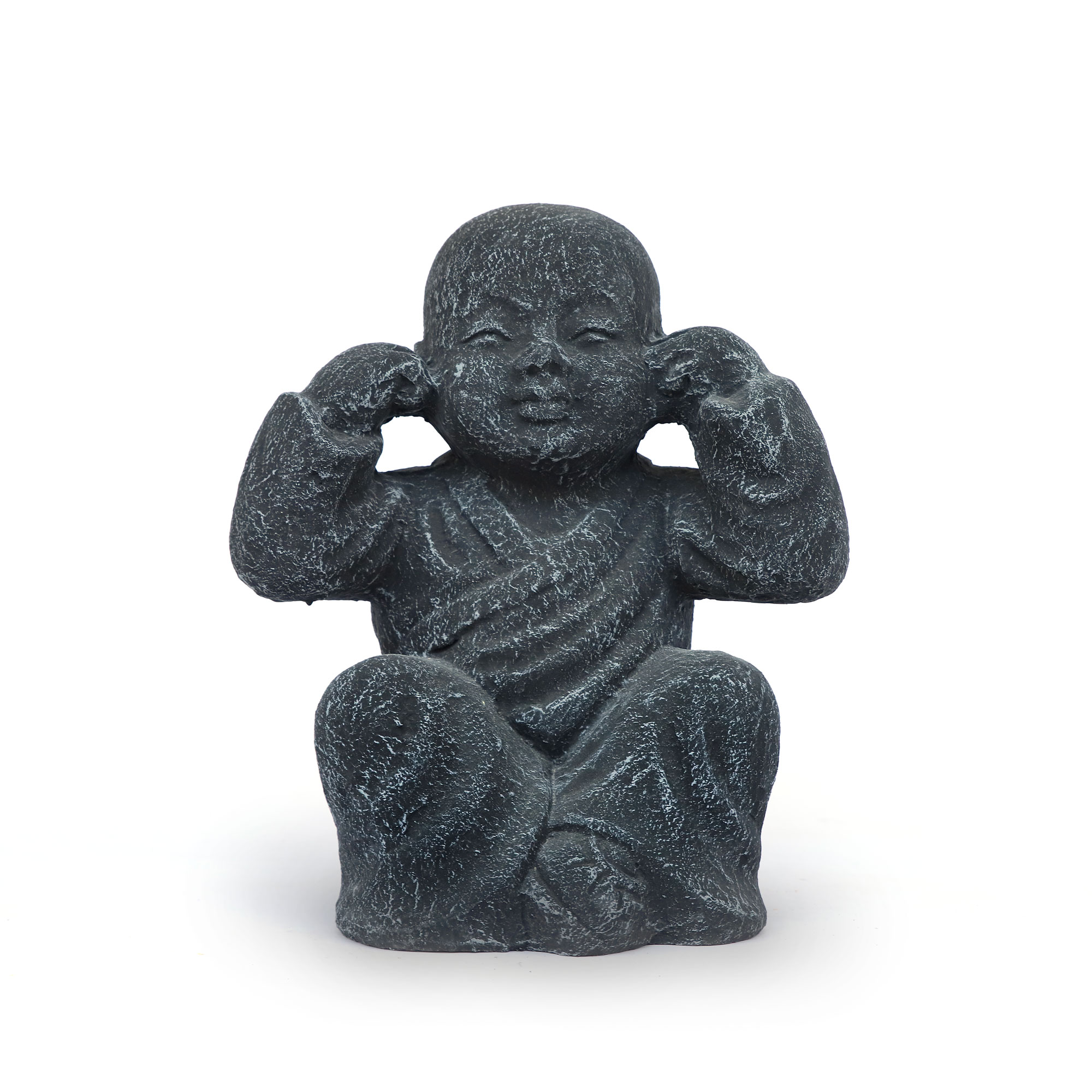 Zementfigur 'Shaolin Mönch - nichts hören', H 38 cm, B 32 cm, T 24 cm günstig bestellen