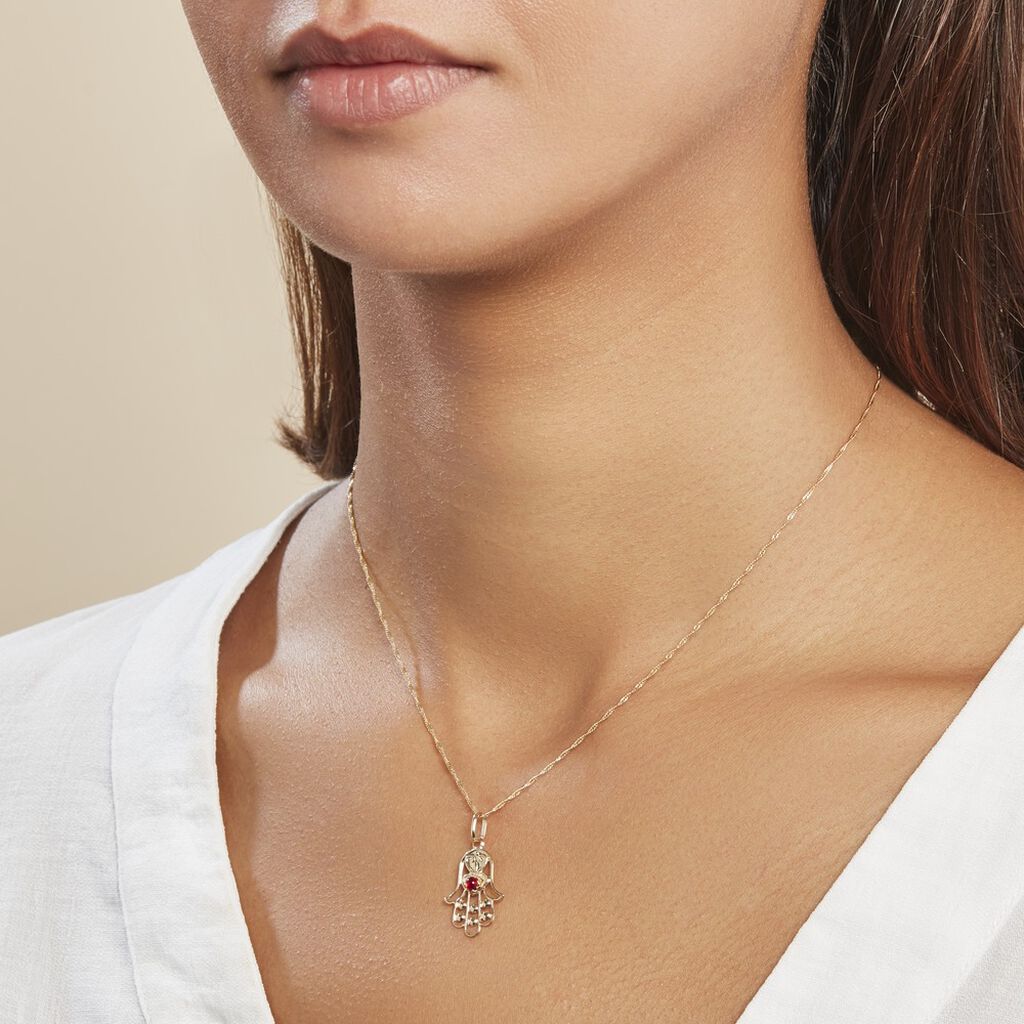 Pendentif Fatima Or Jaune Oxyde De Zirconium