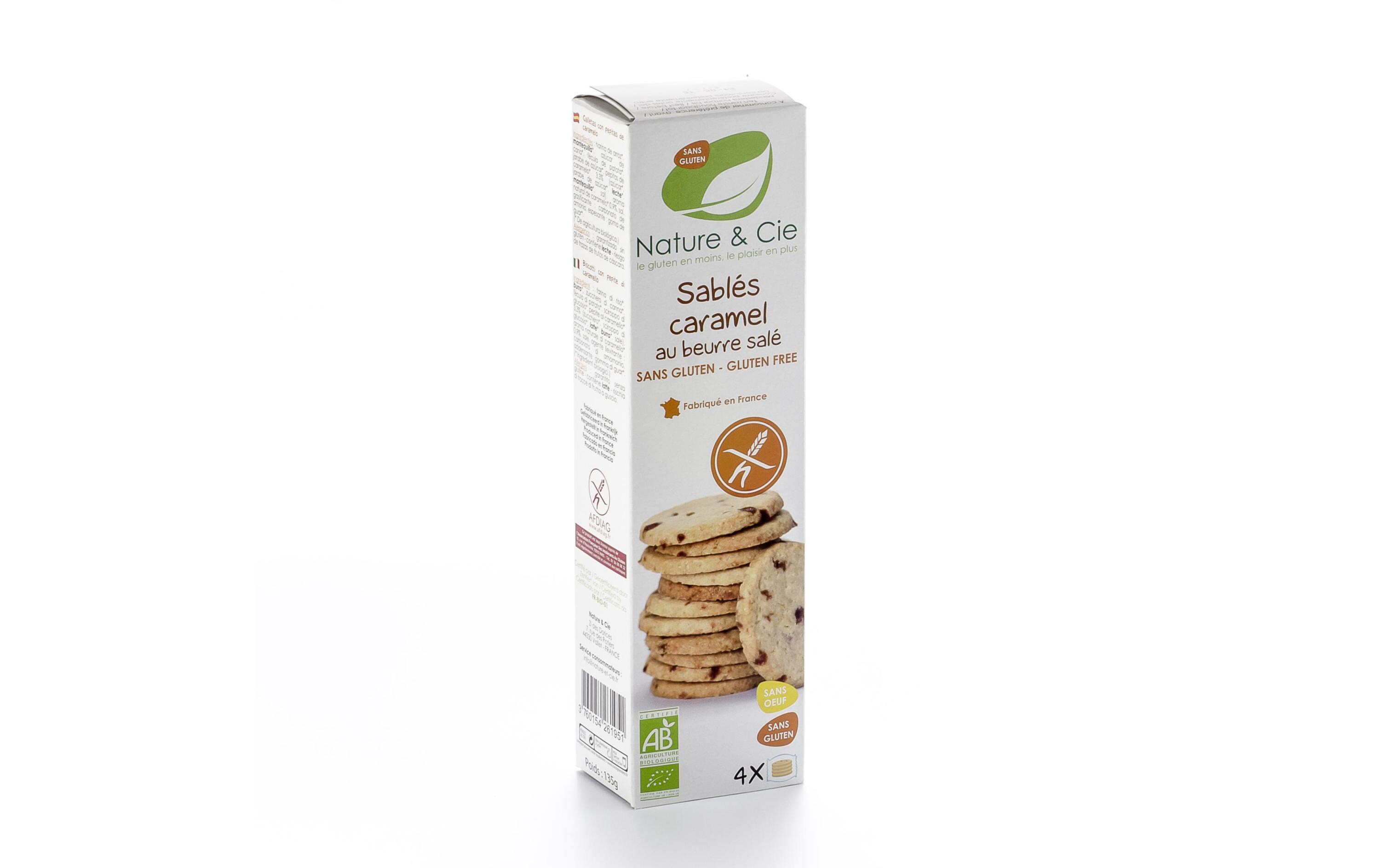 Bio Sablés mit Karamelstückchen und Salz glutenfrei 135 gGlutenfreie Guetzli