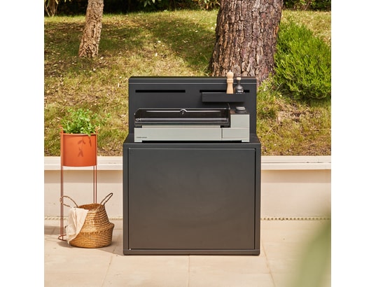FORGE ADOUR - Plancha gaz Premium, 60 cm Chassis acier noir et gris