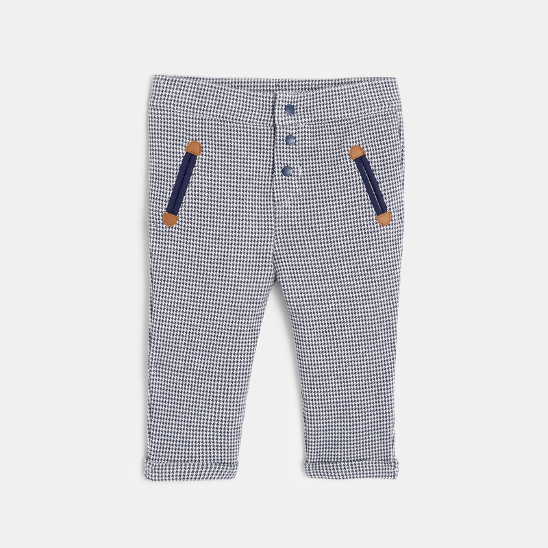 Pantalon en jacquard pied de poule marron bébé garçon
