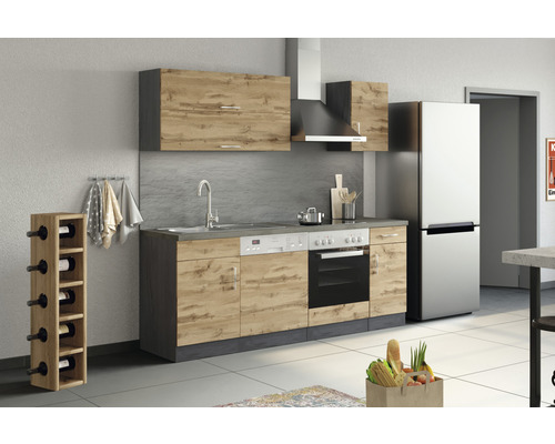 Held Furniture keukenblok met apparatuur Sorrento 210 cm eiken mat gedemonteerd omkeerbaar model 1003.6282