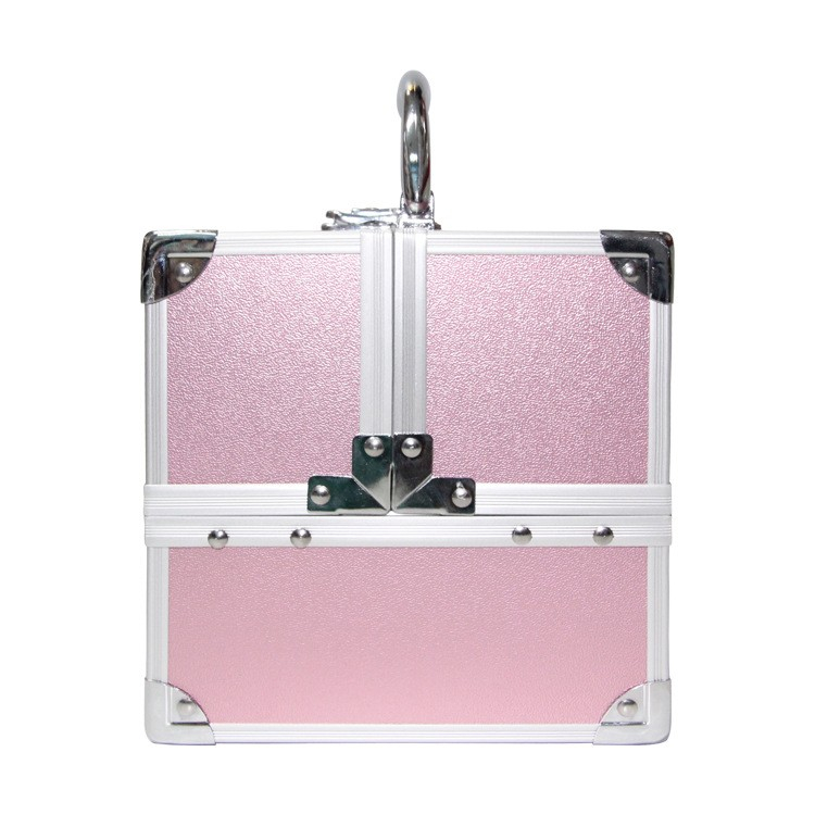 (18x15.5x15cm) Klappbarer Aluminium Schminkkoffer Beauty Make Up Organizer - Rosa