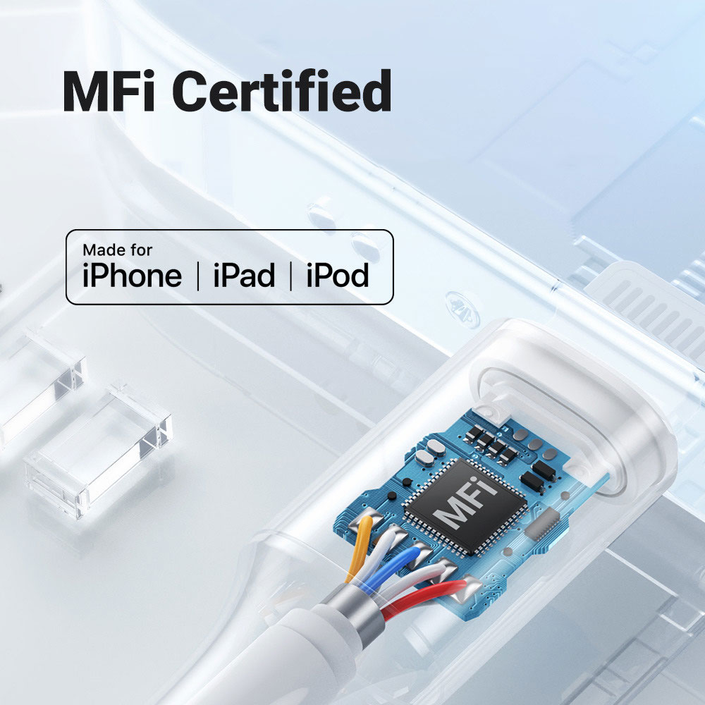 (10cm) MFi Lightning auf 3.5mm Klinke Adapter Nylon Kopfhörer AUX Stecker (30756) - Grau / Schwarz