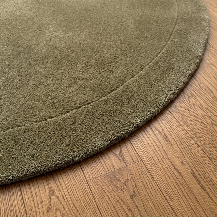 Rond vloerkleed - Isara Border Olijfgroen