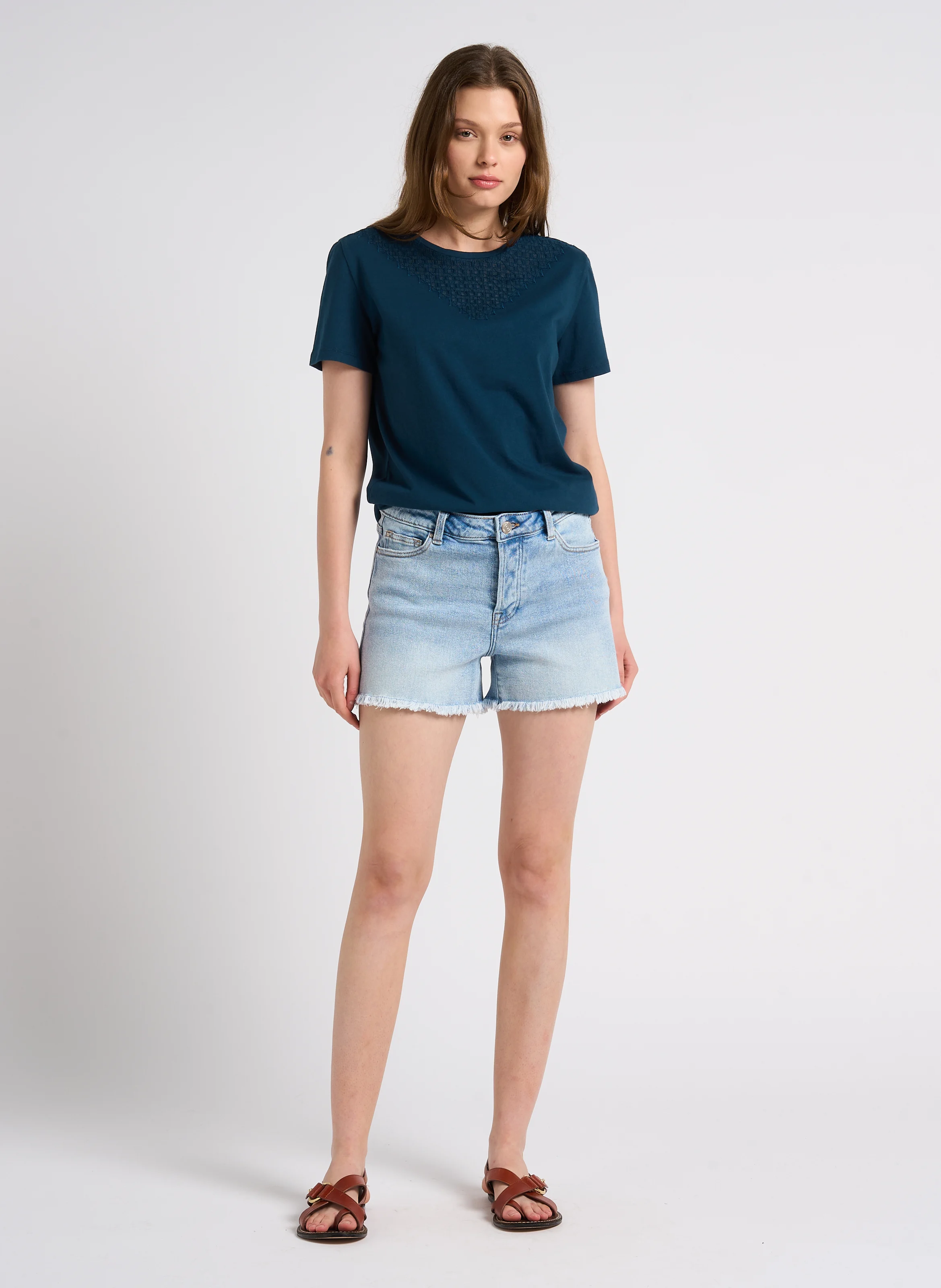 MARCO - Short denim en coton | Jean Délavé