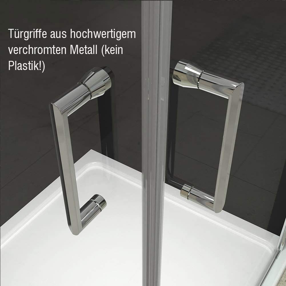 EMKE Hoekdouchecabine, hoekinstap, scharnierdeur, 800 mm x 900 mm, douchewand met draaideur, 195 cm
