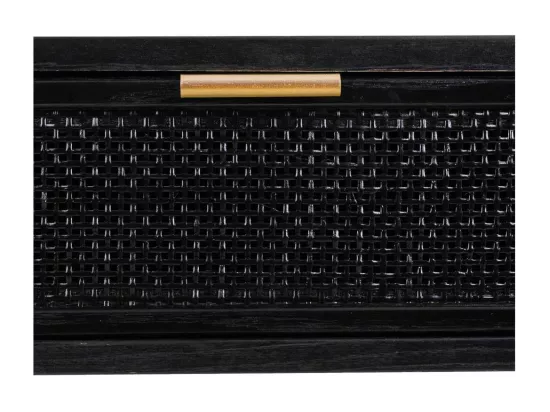 Console en bois et treillis laqué noir 88x42x78h