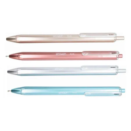 Stylex Gelschreiber, Schreibfarbe: blau, 0,5 mm, 4 Stück in verschiedenen Farben