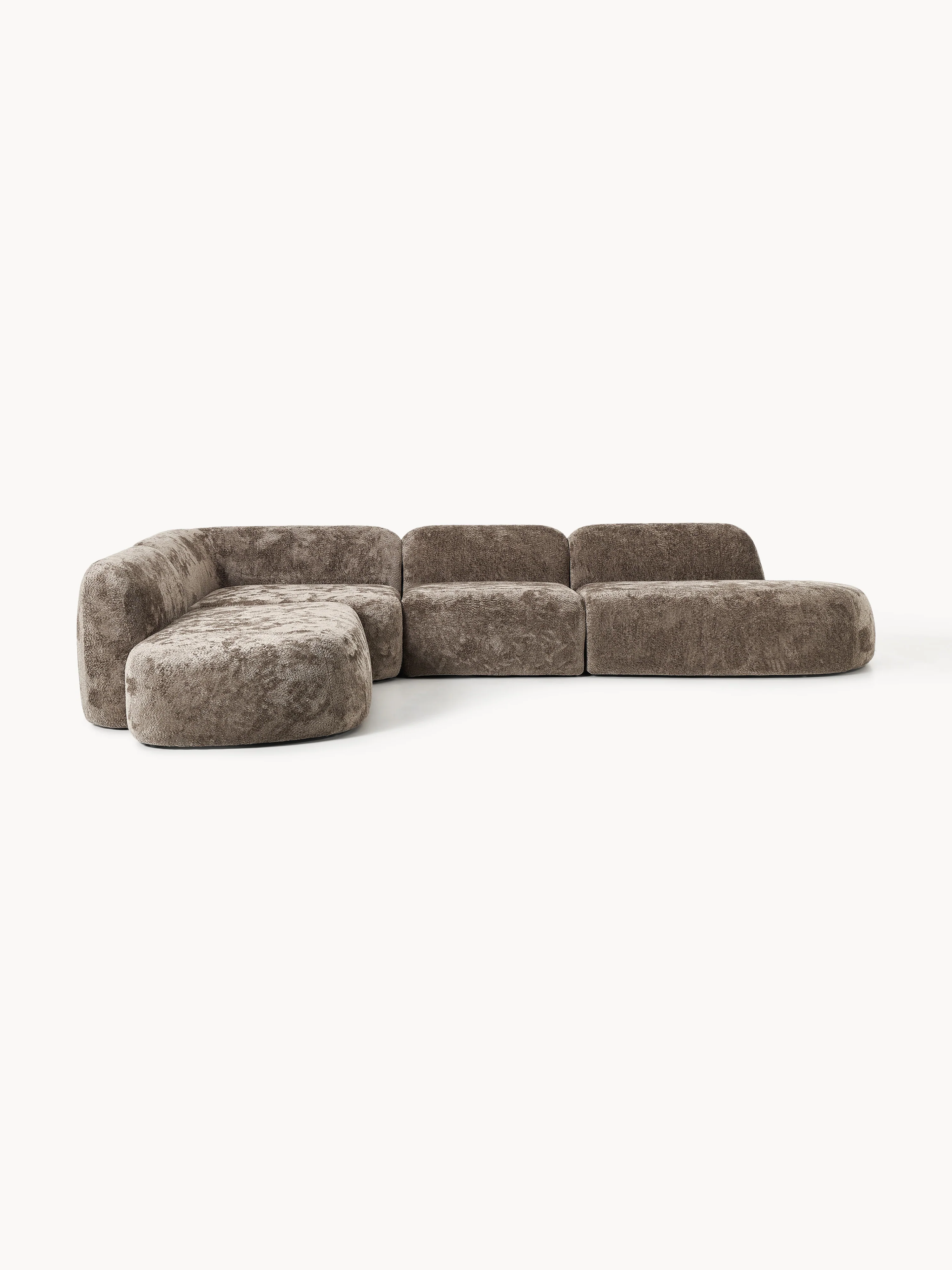 XL modulaire teddy bouclé hoekbank Wolke (4-zits) met chaise longue