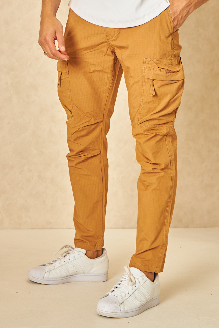 Pantalon cargo en toile camel