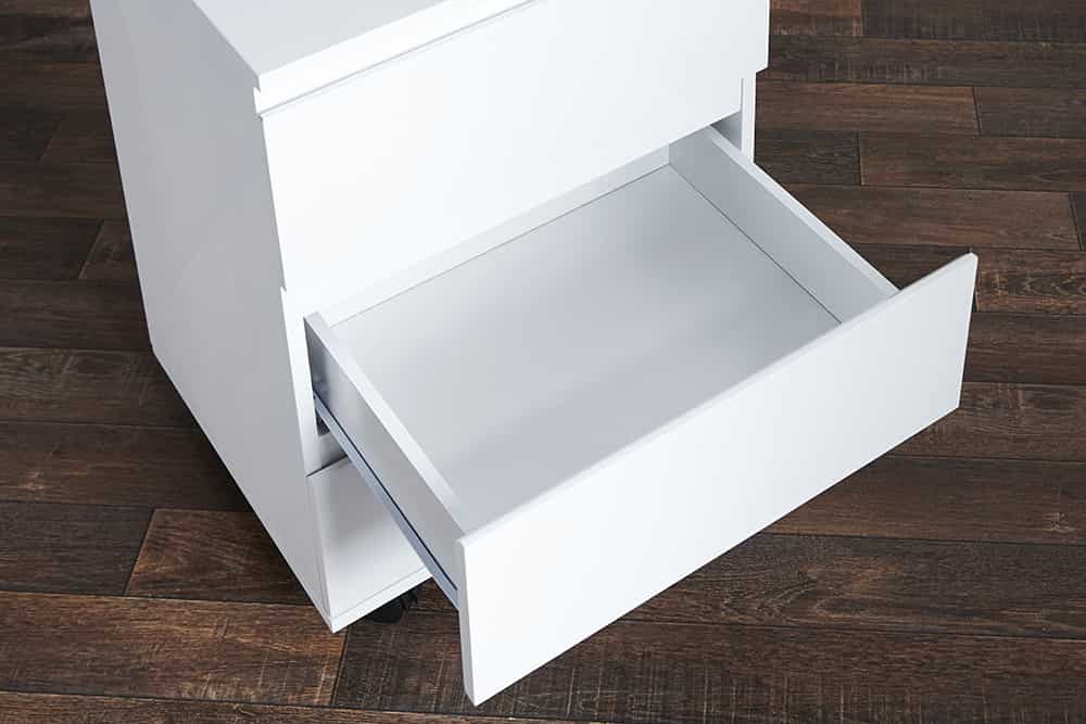 Moderner Rollcontainer BIG DEAL 45cm weiß Hochglanz 3 Schubladen