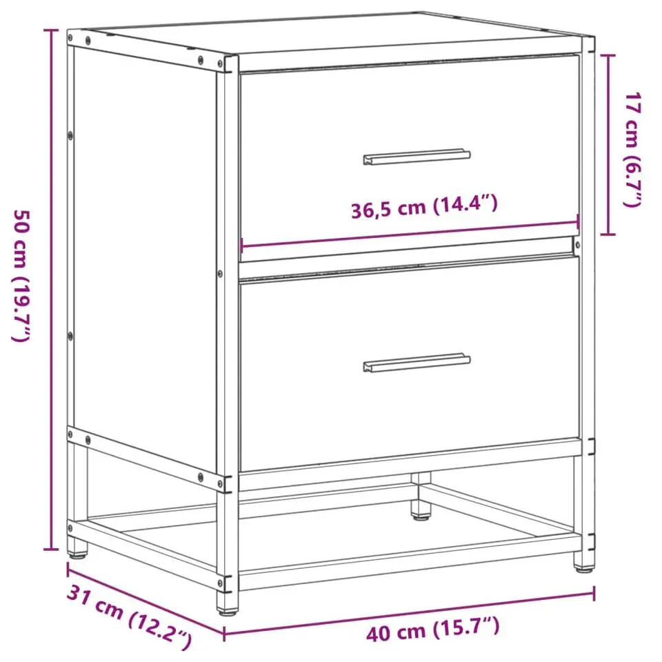 vidaXL - Nachtkastje - Zwart - Bewerkt hout - 2 stuks