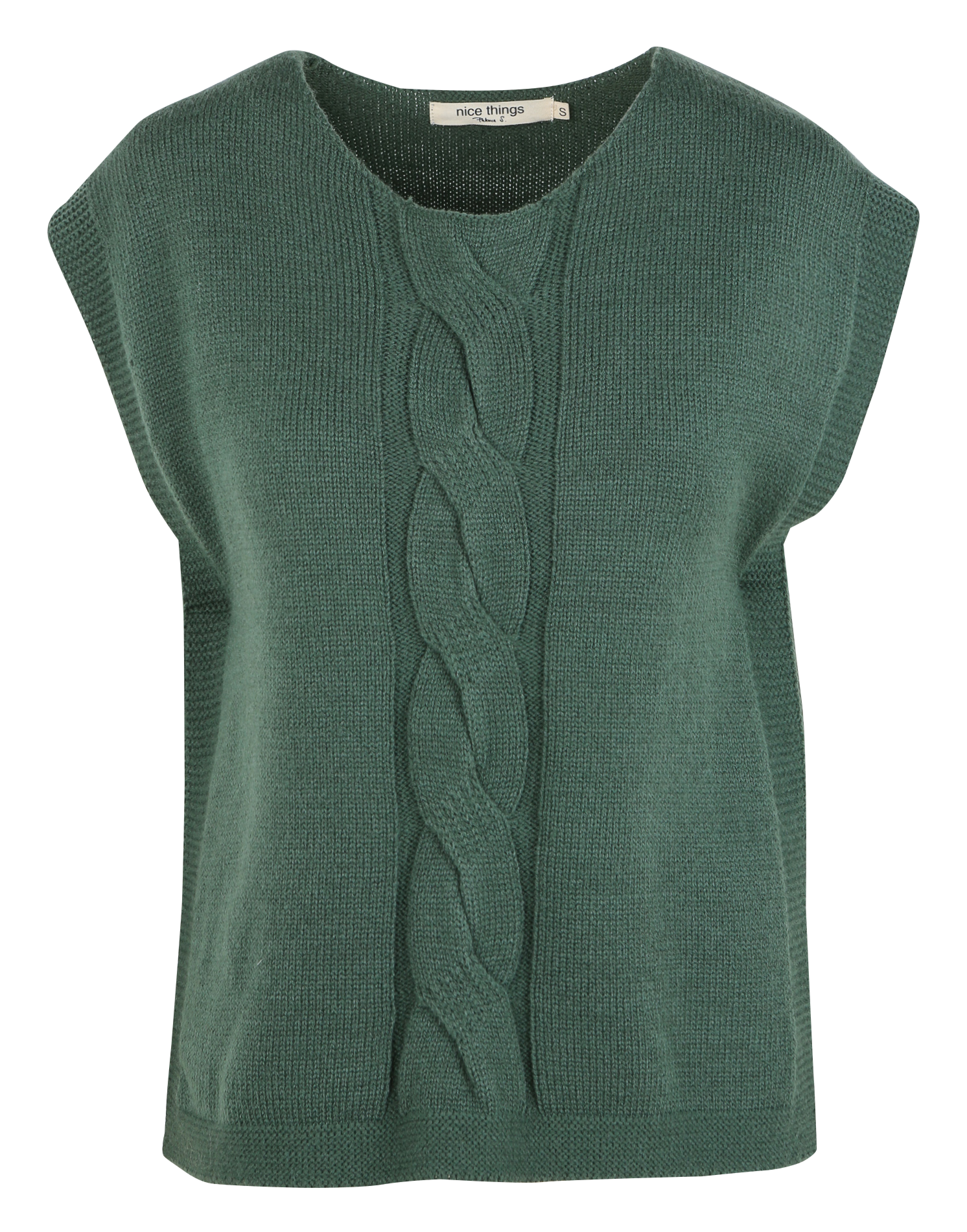 Pull droit col rond en laine mélangée | Vert