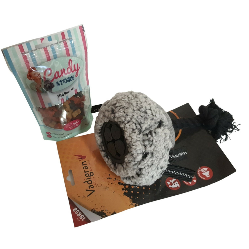 Jouet peluche balle distributrice avec friandises 180 g pour chien