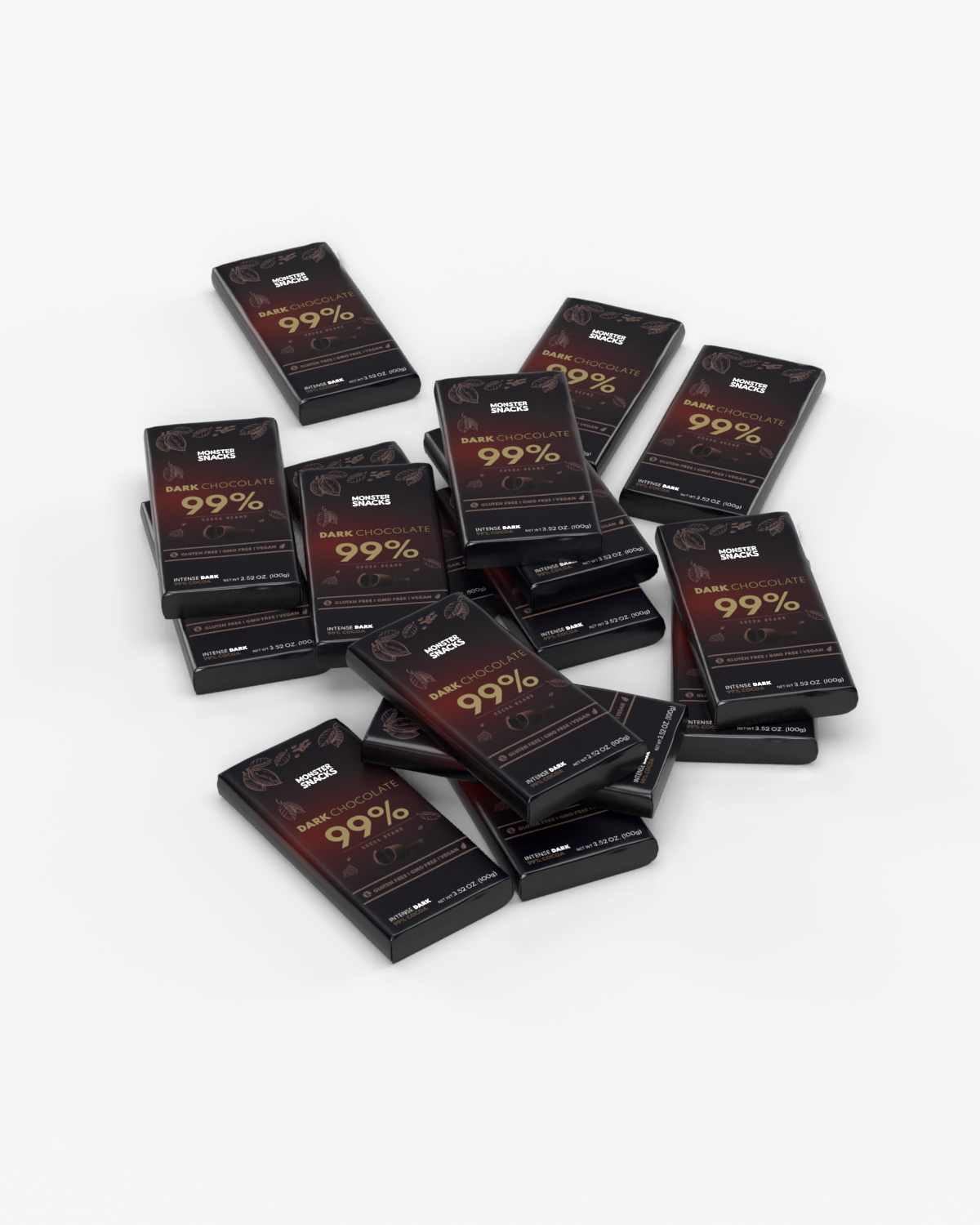 Monster 99% Mørk Sjokolade 16x100g - ØKONOMIPAKKE 16 SJOKOLADER!