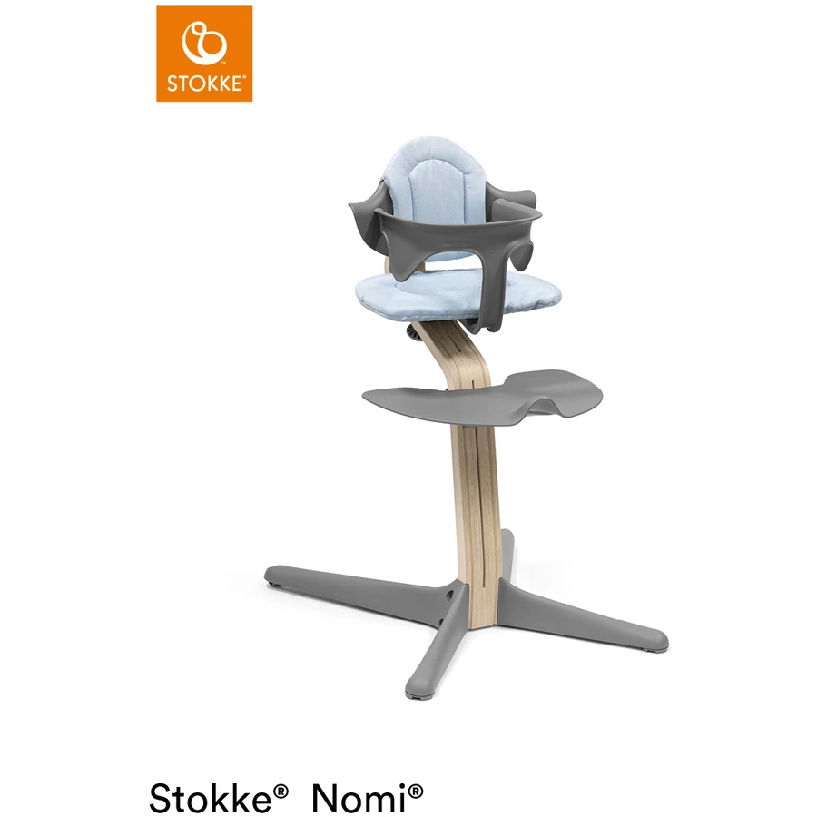 STOKKE® Nomi® Hochstuhl Buche natur  grau + gratis Baby Set grau