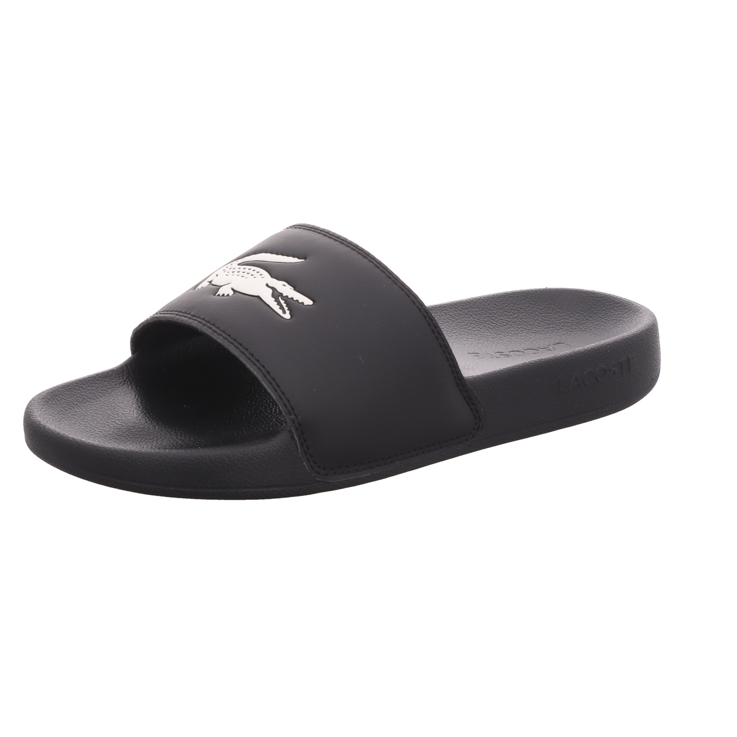 Lacoste Damen-Badepantolette WOMENs SERVE SLIDE 0.0 Schwarz-Weiß