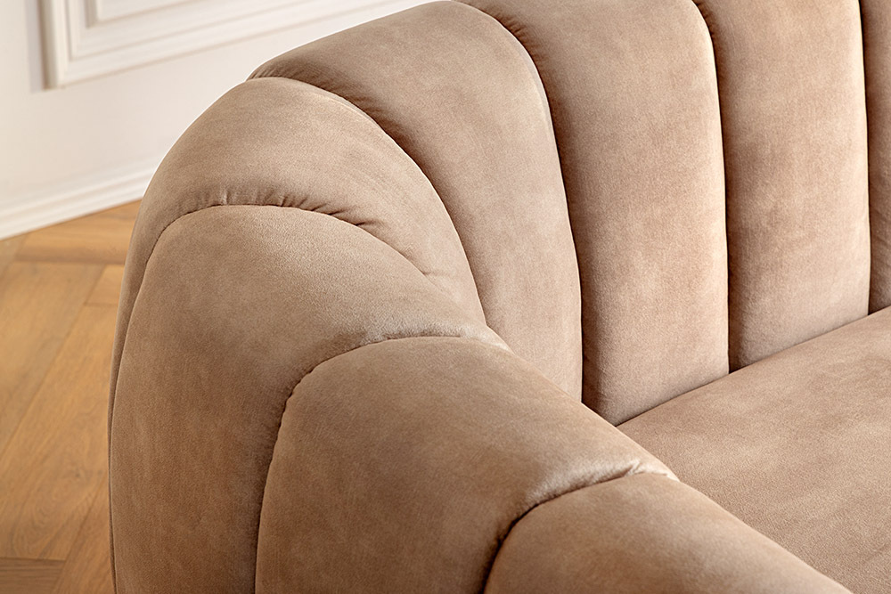 3-Sitzer Sofa BABYLON 200cm champagner beige Samt mit Ziersteppung