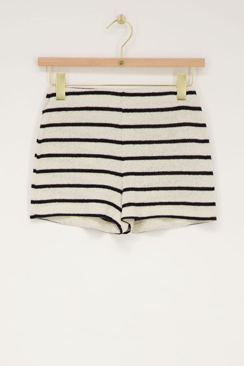Zwart-beige gestreepte short met elastiek