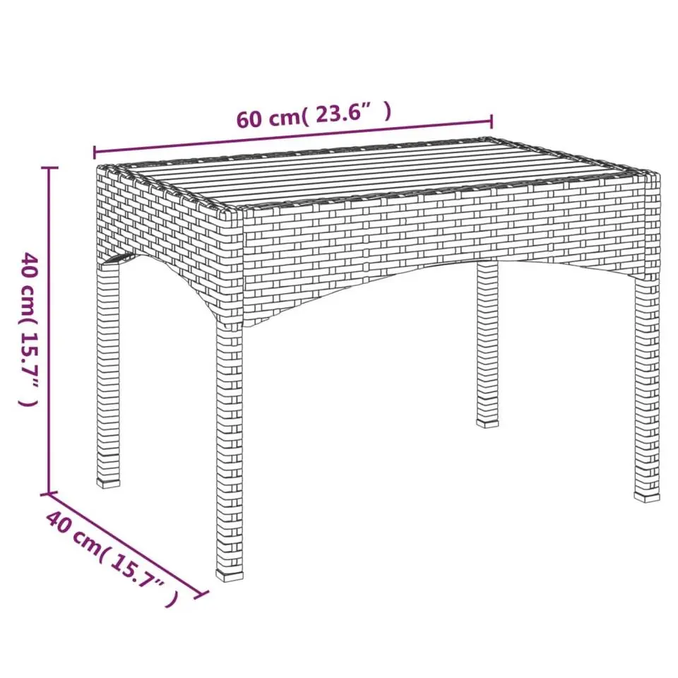 vidaXL - Verstelbare tuinstoelen - Tafel - Zwart - Poly rattan - 3 stuks
