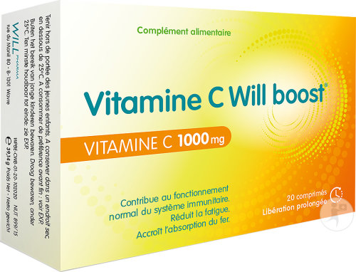 Will-Pharma Vitamine C Will Boost 1000mg Complément Alimentaire 20 Comprimés