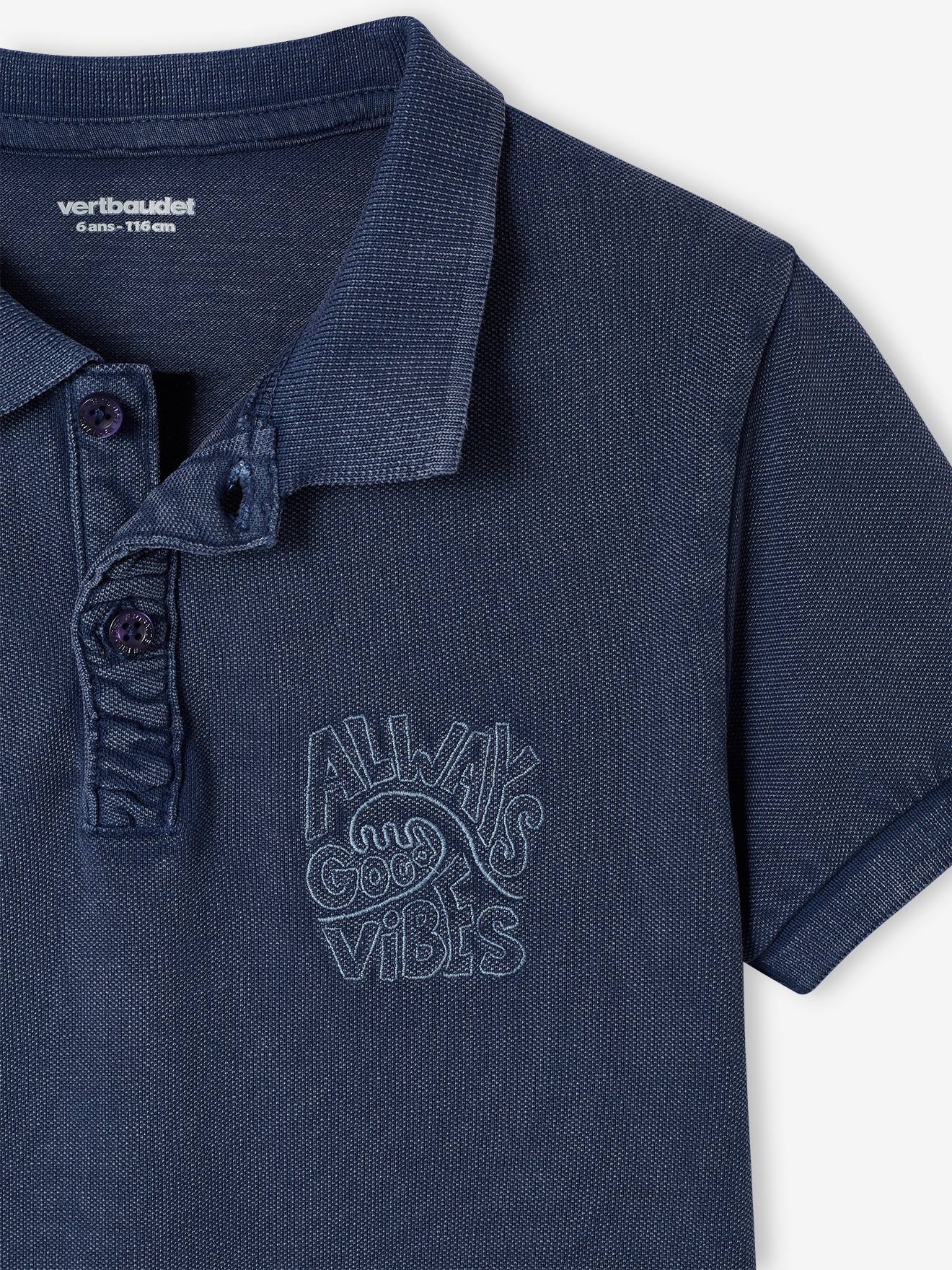 Camisa polo infantil masculina com bordado 