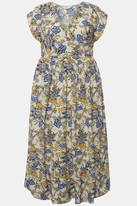 Maxikleid, Straight Fit, Blumenprint, elastische Taille