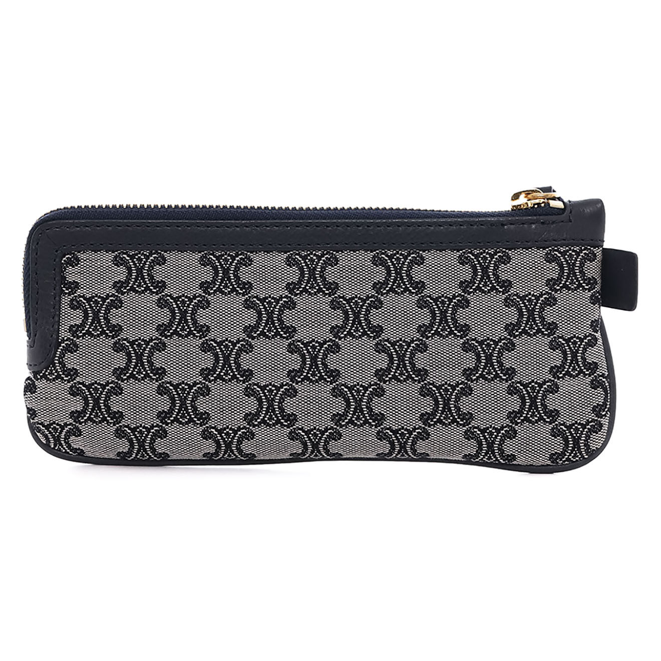 Celine Trousse plate en Toile & Cuir Triomphe marine - Neuf sans étiquette - 20x9 cm