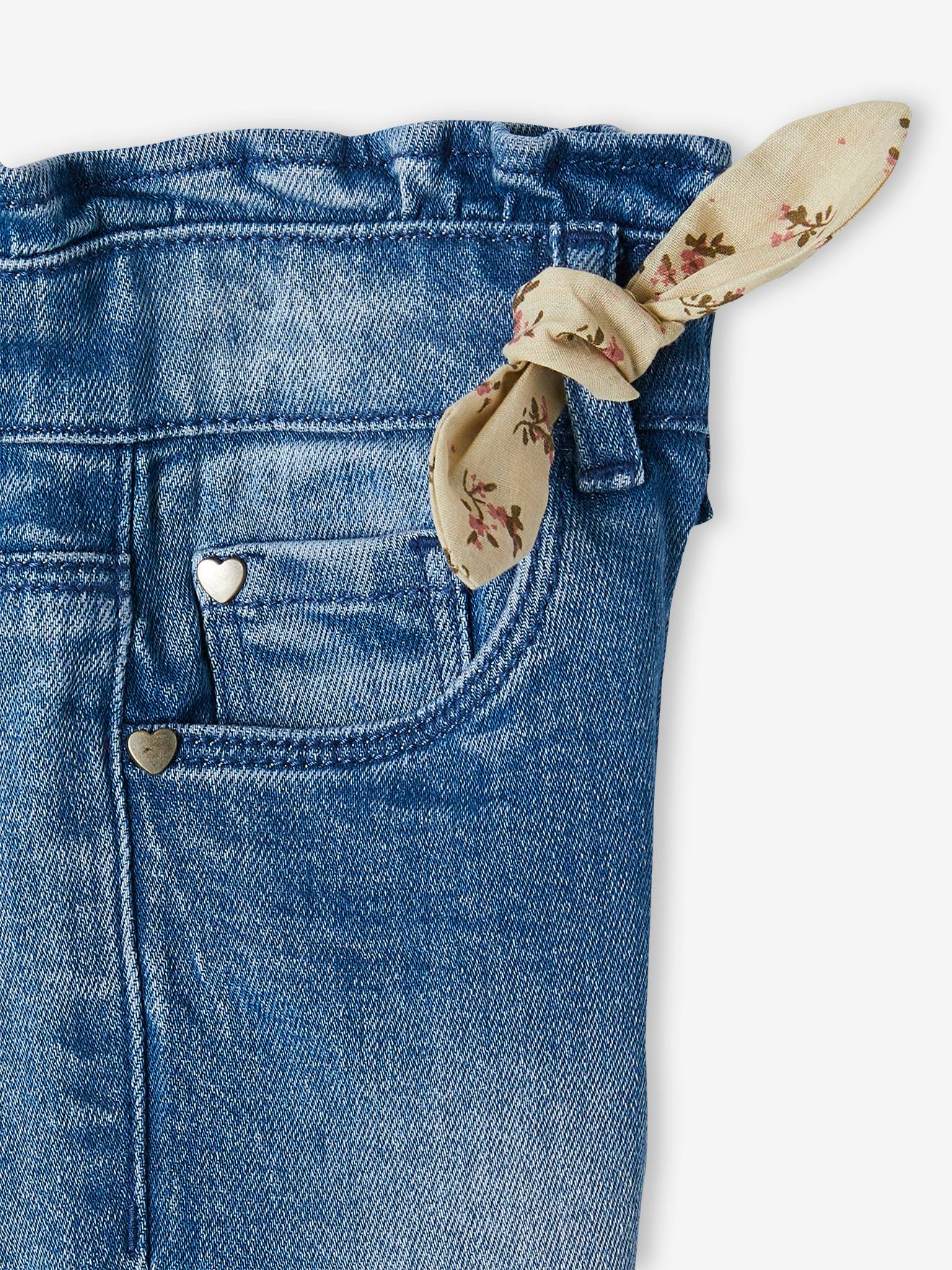 Calça jeans cropped feminina Double Stone com laços.