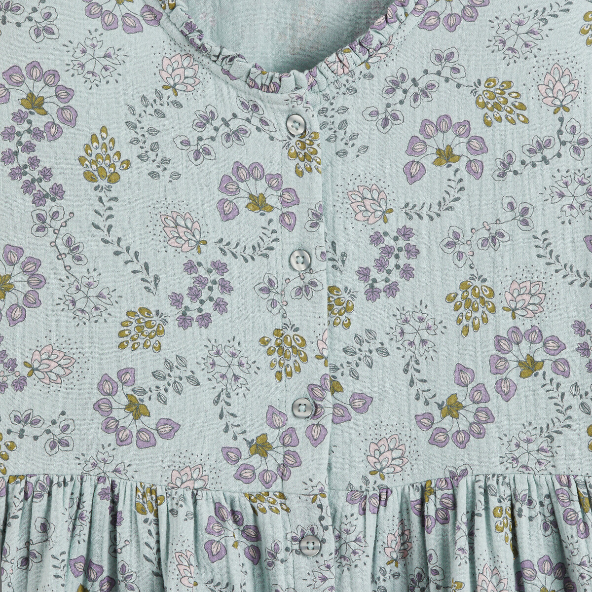 COLEÇÕES LA REDOUTE<br>Vestido com botões em tecido tetra com estampa floral
