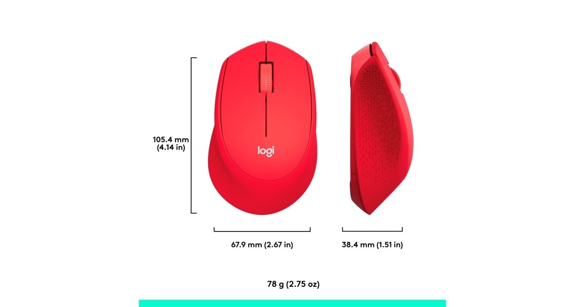 LogitechM330 SILENT PLUS muis  (Rood, 1000 dpi)