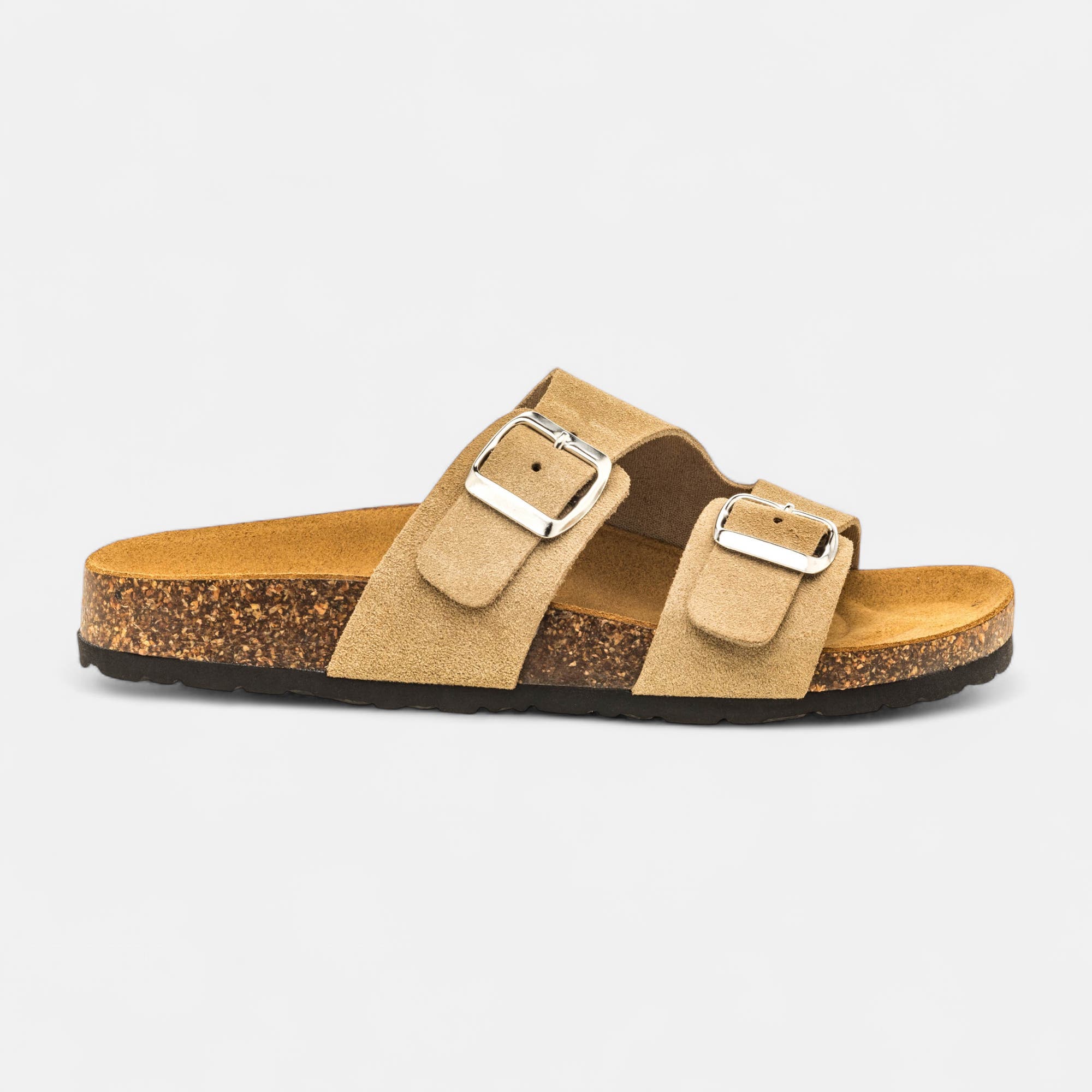 Mules semelle liège Femme en cuir beige