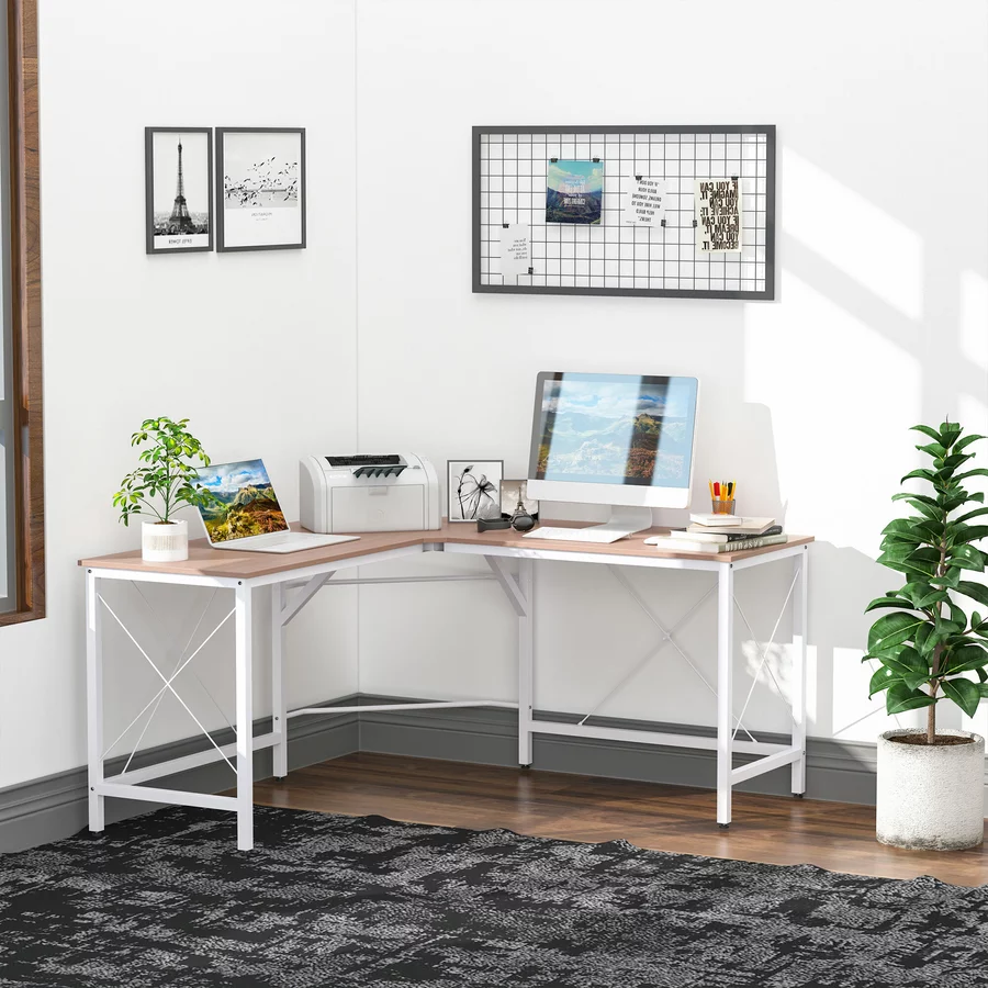 HOMCOM Winkelschreibtisch natur